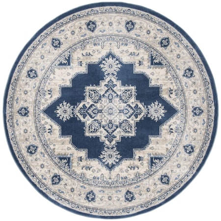 Safavieh 5 x 5 ft. Brentwood Power Loomed Round Area Rug; Navy & Creme BNT865N-5R